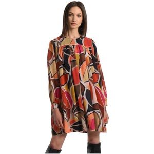 Molly Bracken Veil Print Dress Bomb Fire Long Sleeve Women’s Small